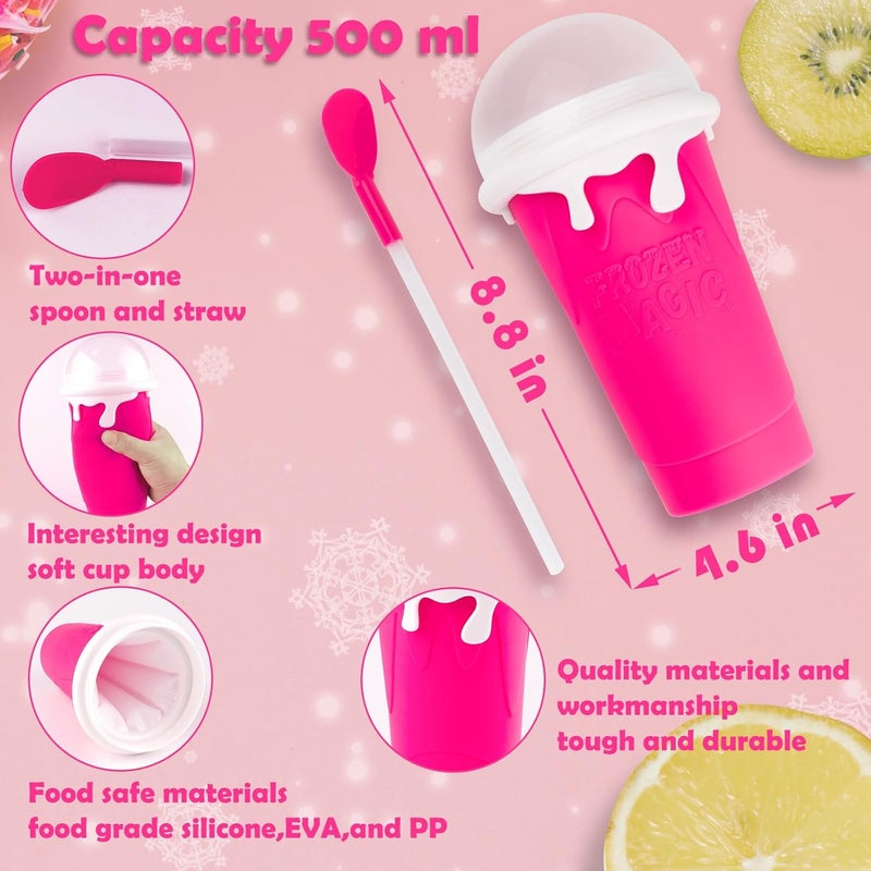 ROEDEER Large Slushie Cup 500ml,Frozen Magic Slushy Cup Maker,DIY Homemade Ice Cream,Milk Shake,Drinks Smoothie,Fruit Juice Slush Cup,Cool Stuff Gifts for Kids and Family - Pink - Image 5